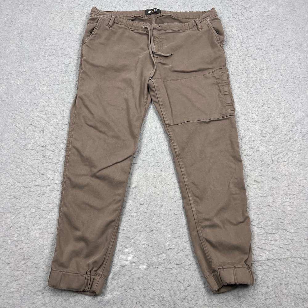 DU/ER Live Lite Joggers‎ Men's 38x29 Brown Twill N2X Slim Fit Stretch Duer Pants